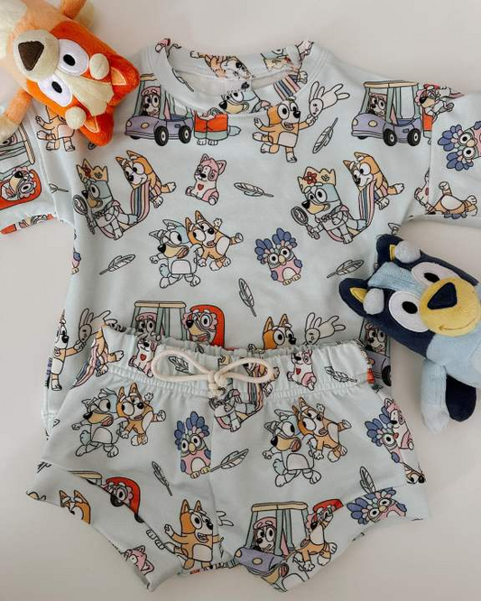 Baby Girls Dogs Short Sleeve Tee Shirts Top Bummie Sets preorder