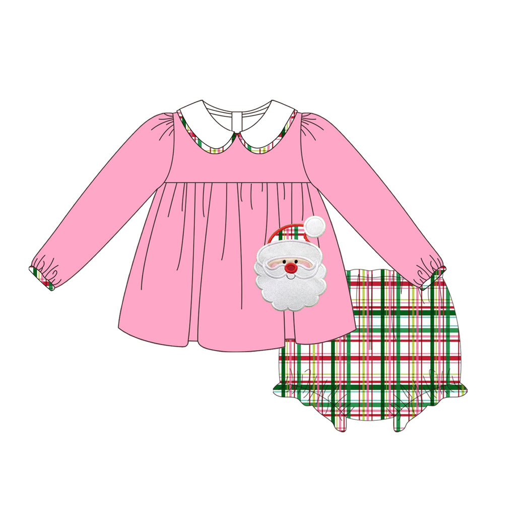 Baby Girls Pink Santa Long Sleeve Tunic Top Bummies Clothes Sets Preorder