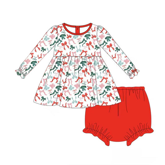 Baby Girls Christmas Bows Tunic Top Bummies Clothes Sets Preorder