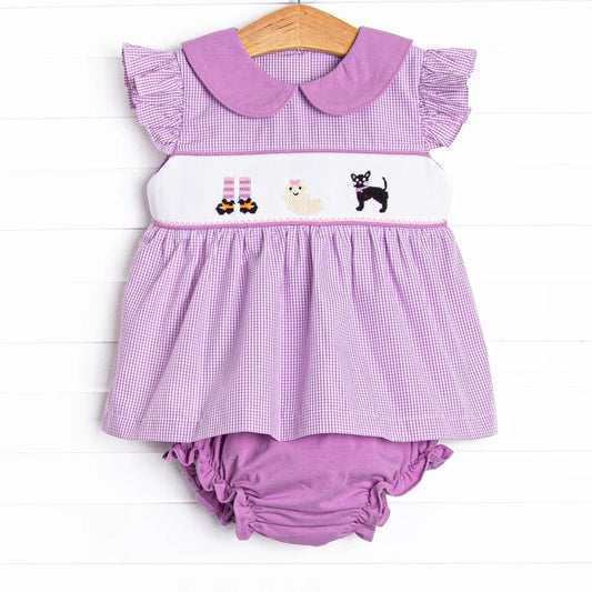 Baby Girls Halloween Purple Cats Tunic Top Bummies Clothes Sets Preorder