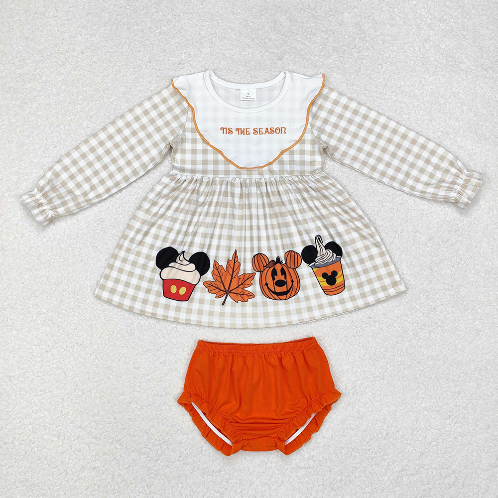 Sibling Girls Baby Boys Halloween Checkered Cartoon Top Pants Clothes Sets