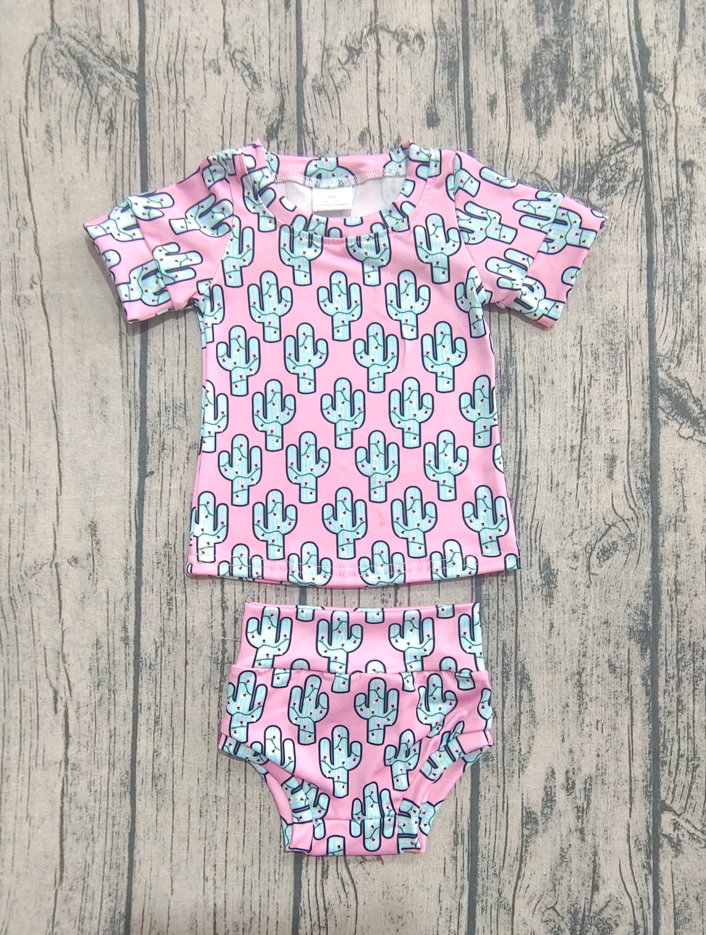 Baby Girls Pink Cactus Shirts Top Bummies Clothes Sets