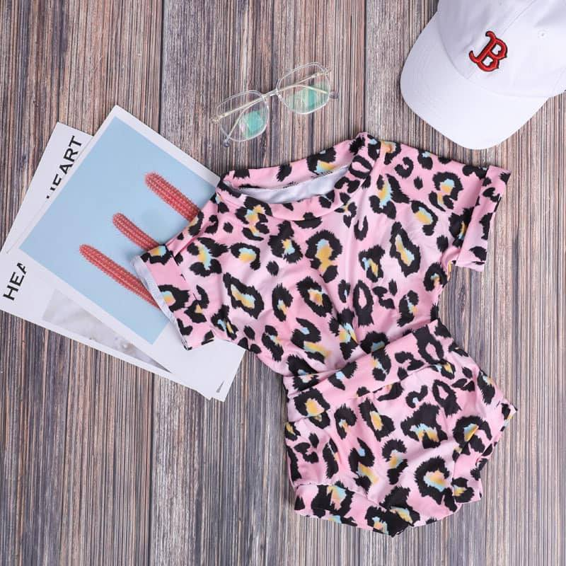 Baby Girls Pink Leopard Shirts Top Bummies Clothes Sets Preorder