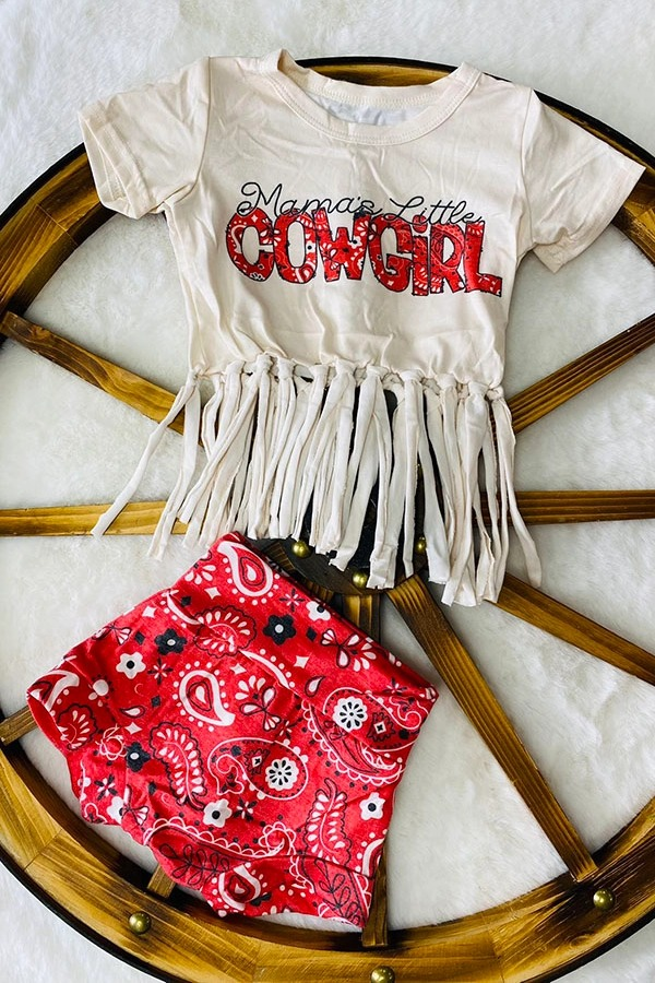 Baby Girls Western Mama's Little Cowgirl Fringe Top Bummies Clothes Sets Preorder