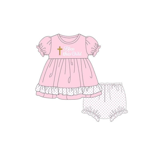 Baby Girls Easter Bless This Child Tunic Top Bummies Clothes Sets Preorder