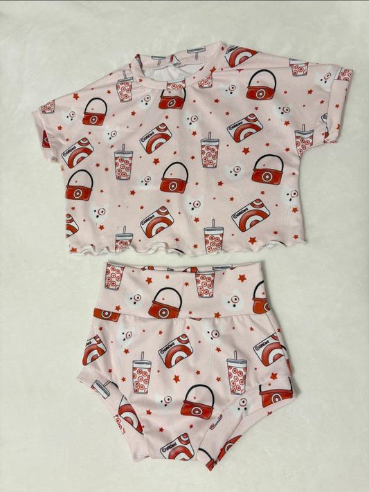 Baby Girls Red Shopping Cart Top Bummies Clothes Sets Preorder