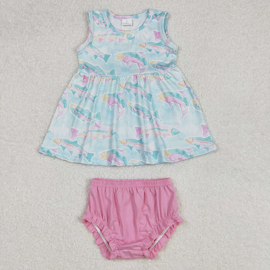 Baby Girls Blue Shark Tunic Top Bummies Clothes Sets