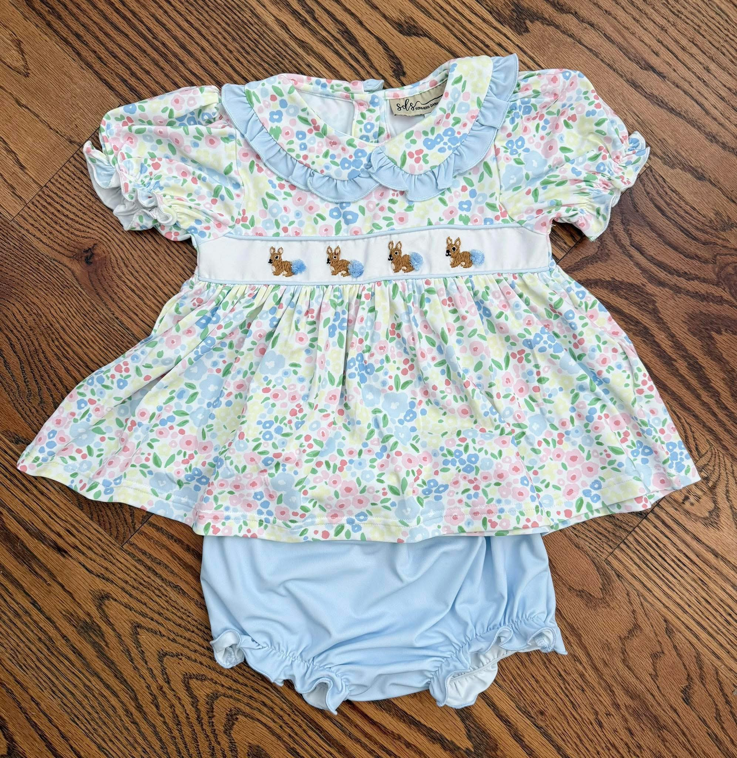 Baby Girls Flowers Rabbits Tunic Bummies Easter Clothes Sets Preorder