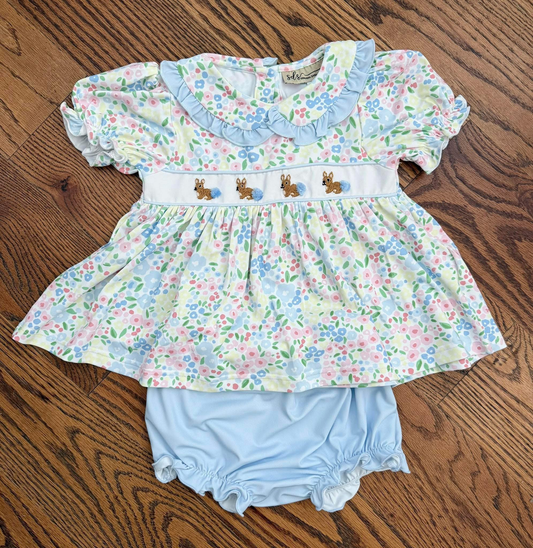 Baby Girls Flowers Rabbits Tunic Bummies Easter Clothes Sets Preorder