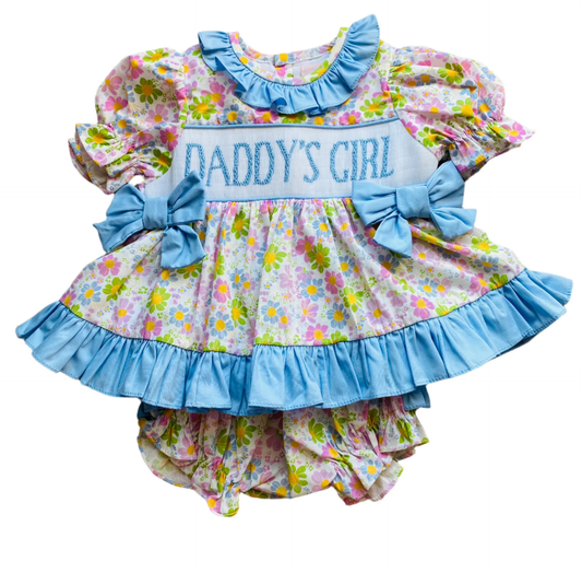 Baby Girls Flowers Daddy's Girl Tunic Bummies Clothes Sets Preorder