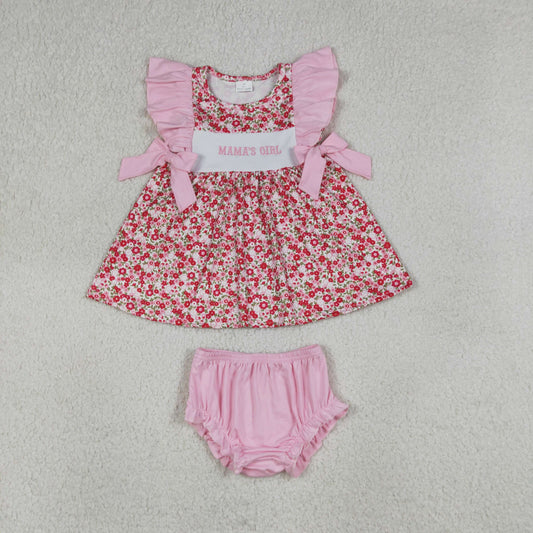 Embroidery Mama's Girl Flowers Tunic Bummies Clothes Sets