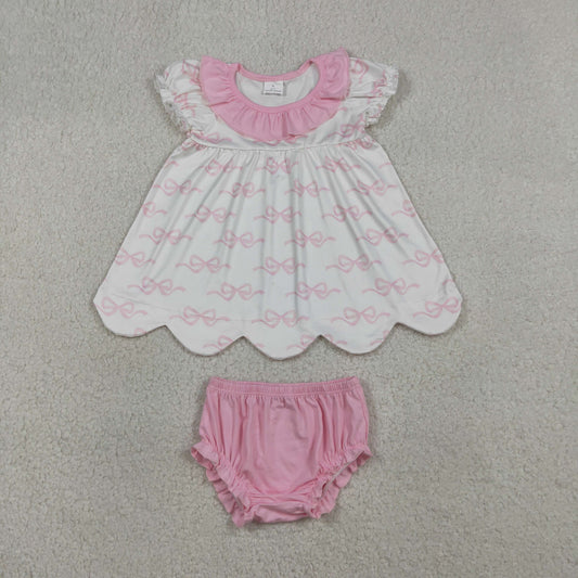 Sibling Baby Girls Bows Bamboo Pajamas Set Hoodies Jacket Bummies Set