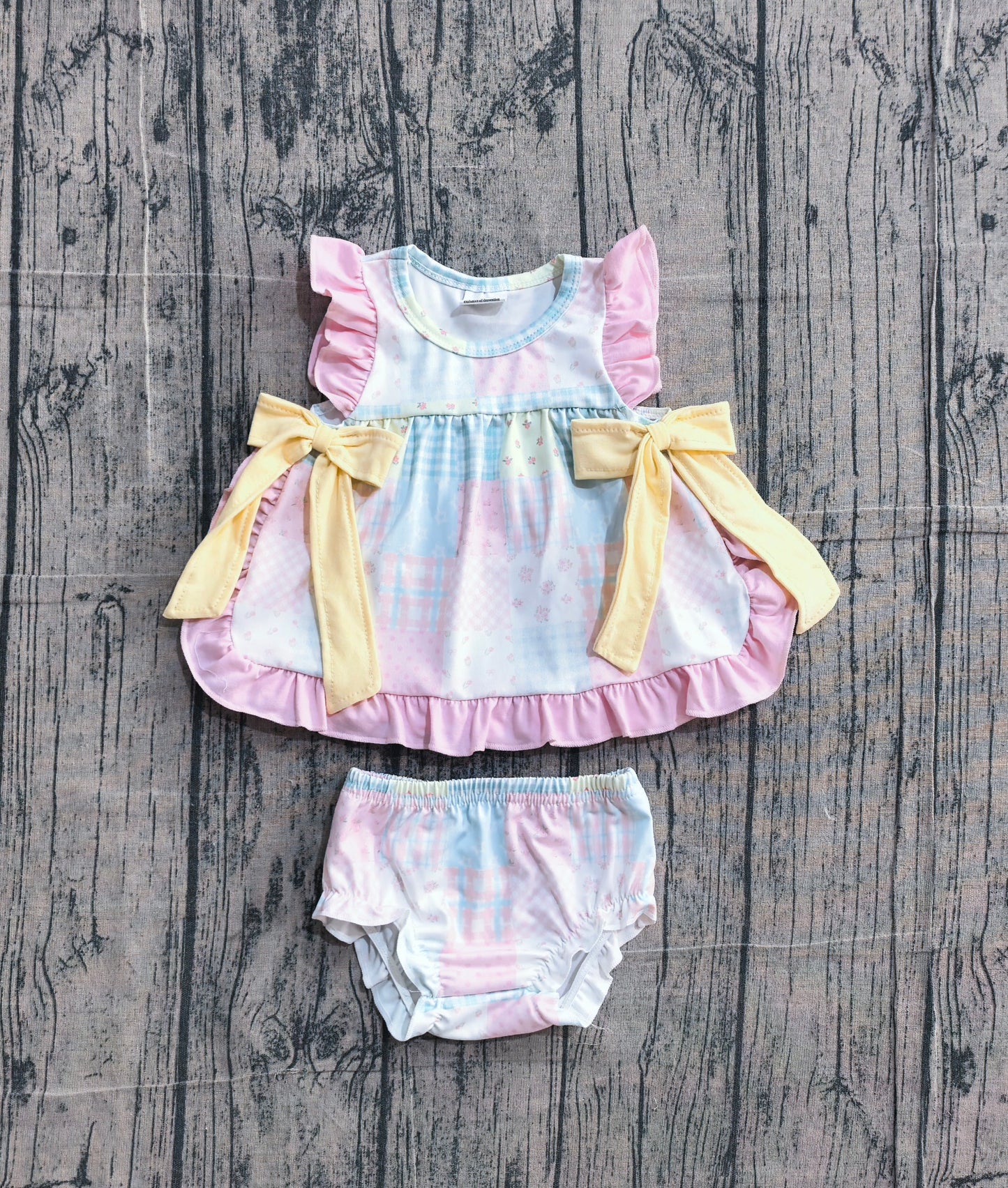 Baby Girls Colorful Floral Checked Tunic Bummies Clothes Sets