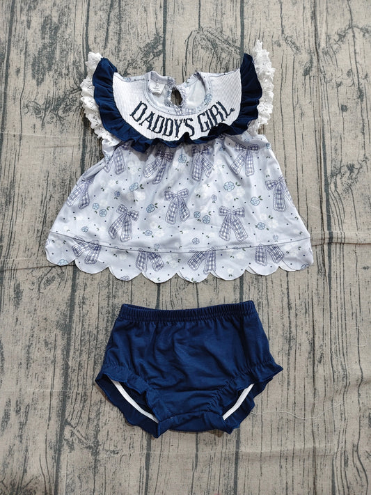 Smocked Daddy's Girl Flowers Bows Tunic Bummies Clothes Sets Preorder