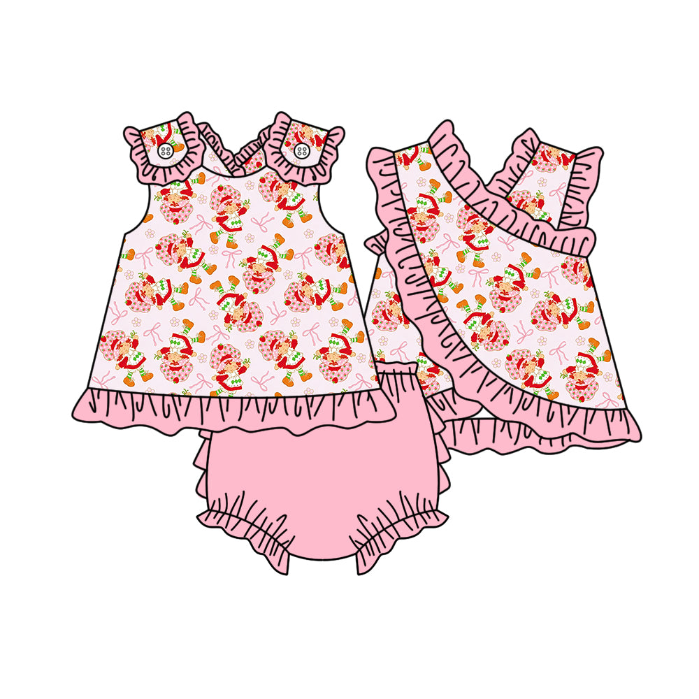 Baby Strawberry Girls Bows Flowers Tunic Bummies Clothes Sets Preorder