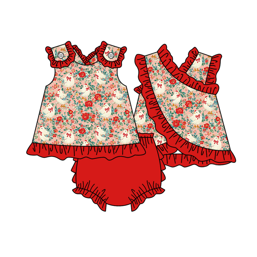 Baby Girls Bows Chicks Flowers Tunic Bummies Clothes Sets Preorder