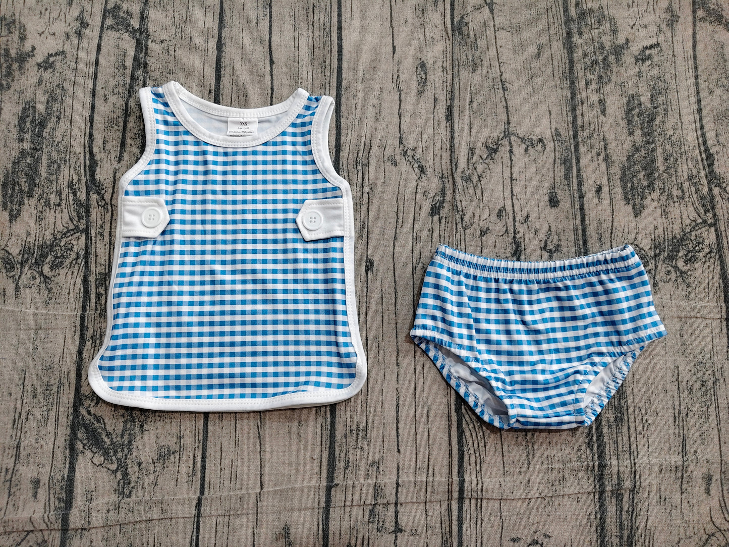 Baby Kids Blue Checked Top Bummies Clothes Sets