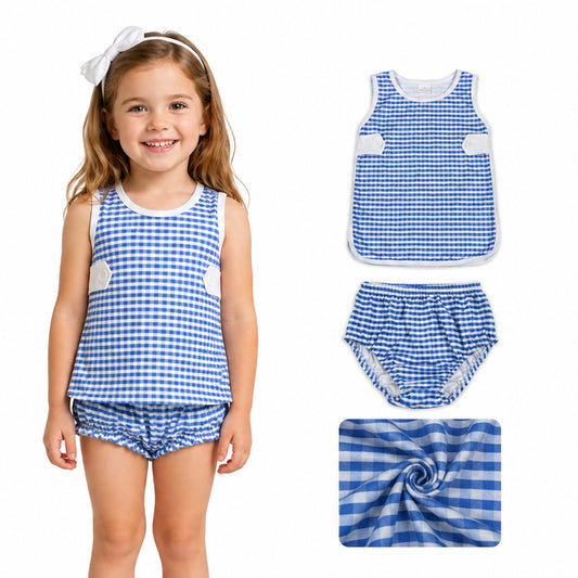 Baby Kids Blue Checked Top Bummies Clothes Sets