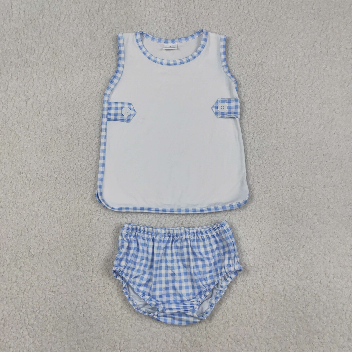 Sibling Baby Boys Girls Bows Checkered Tunic Bummies Clothes Sets