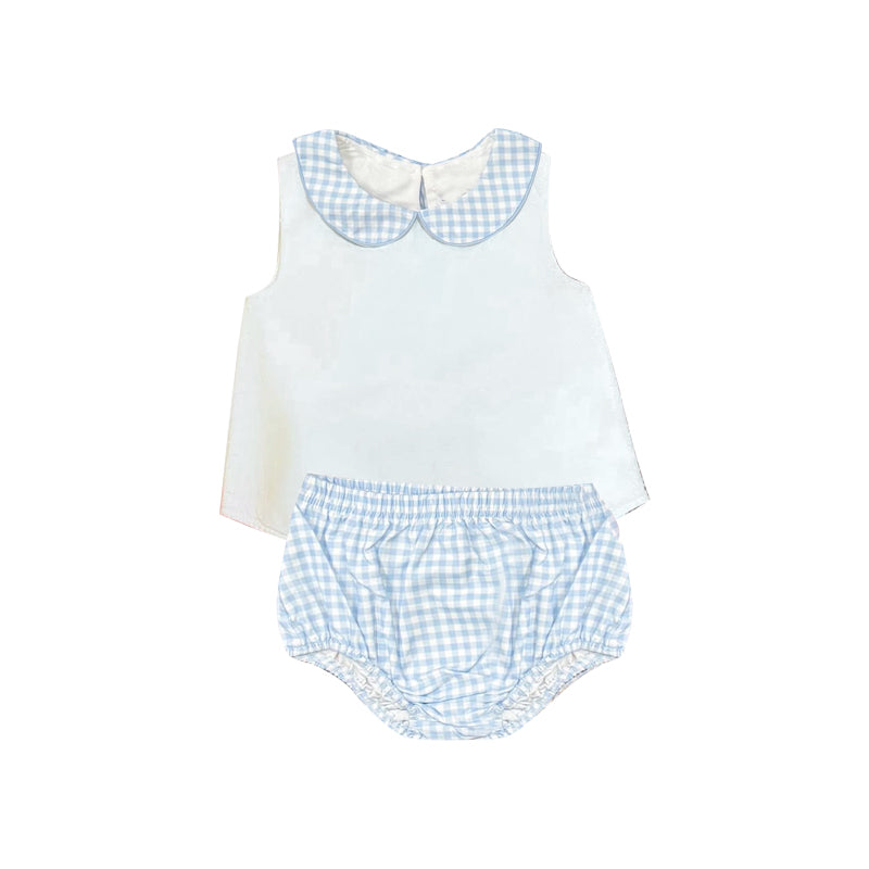 Baby Boys Light Blue Checked Tunic Bummies Clothes Sets Preorder