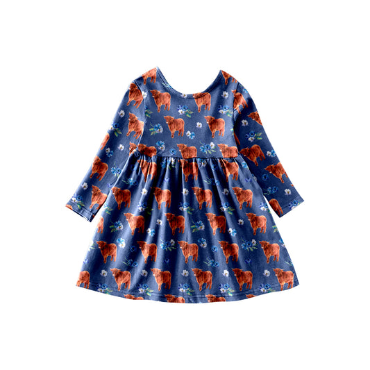 Baby Girls Highland Cow Knee Length Dresses preorder