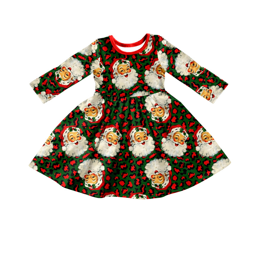 Baby Girls Christmas Leopard Santa Knee Length Dresses preorder