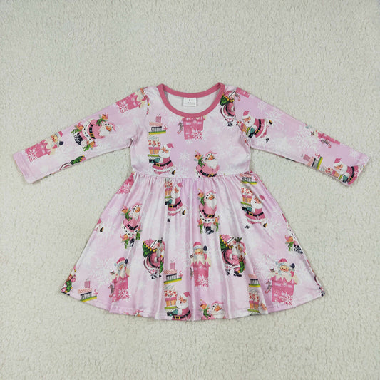 Baby Girls Christmas Pink Santa Present Knee Length Dresses