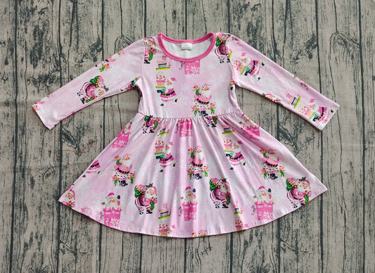 Baby Girls Christmas Pink Santa Present Knee Length Dresses