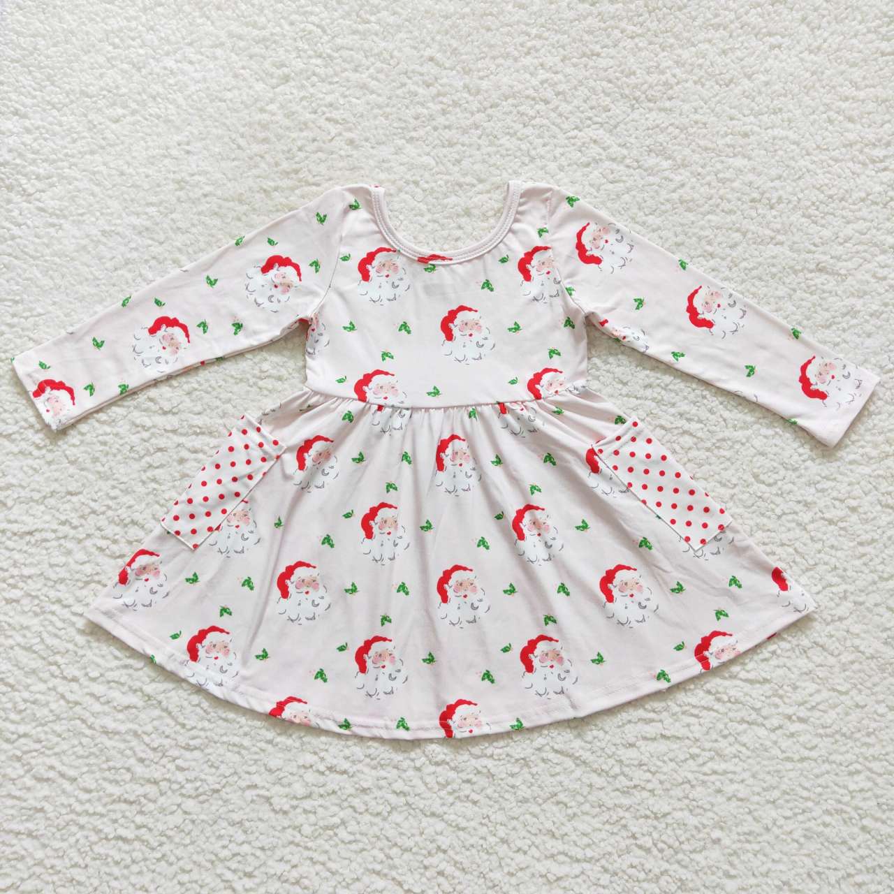 Sibling Baby Girls Santa Candy Cane Plaid Christmas Ruffle Knee Length Dresses