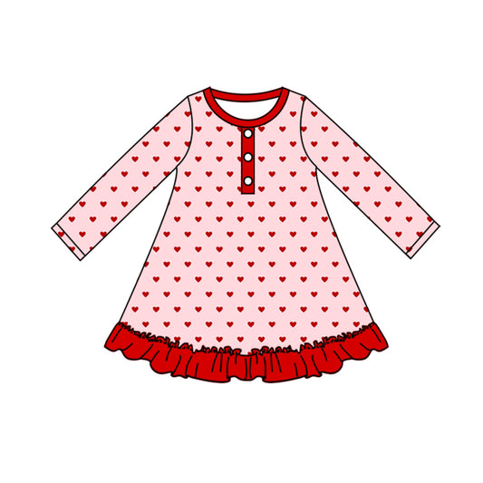 Baby Girls Valentines Hearts Long Sleeve Knee Length Dresses preorder