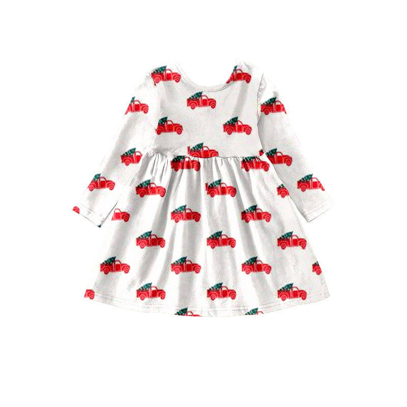 Baby Girls Christmas Tree Tractor Long Sleeve Dresses preorder