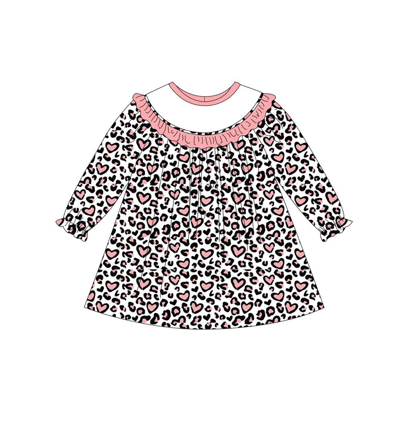 Baby Girls Valentines Hearts Leopard Knee Length Dresses preorder