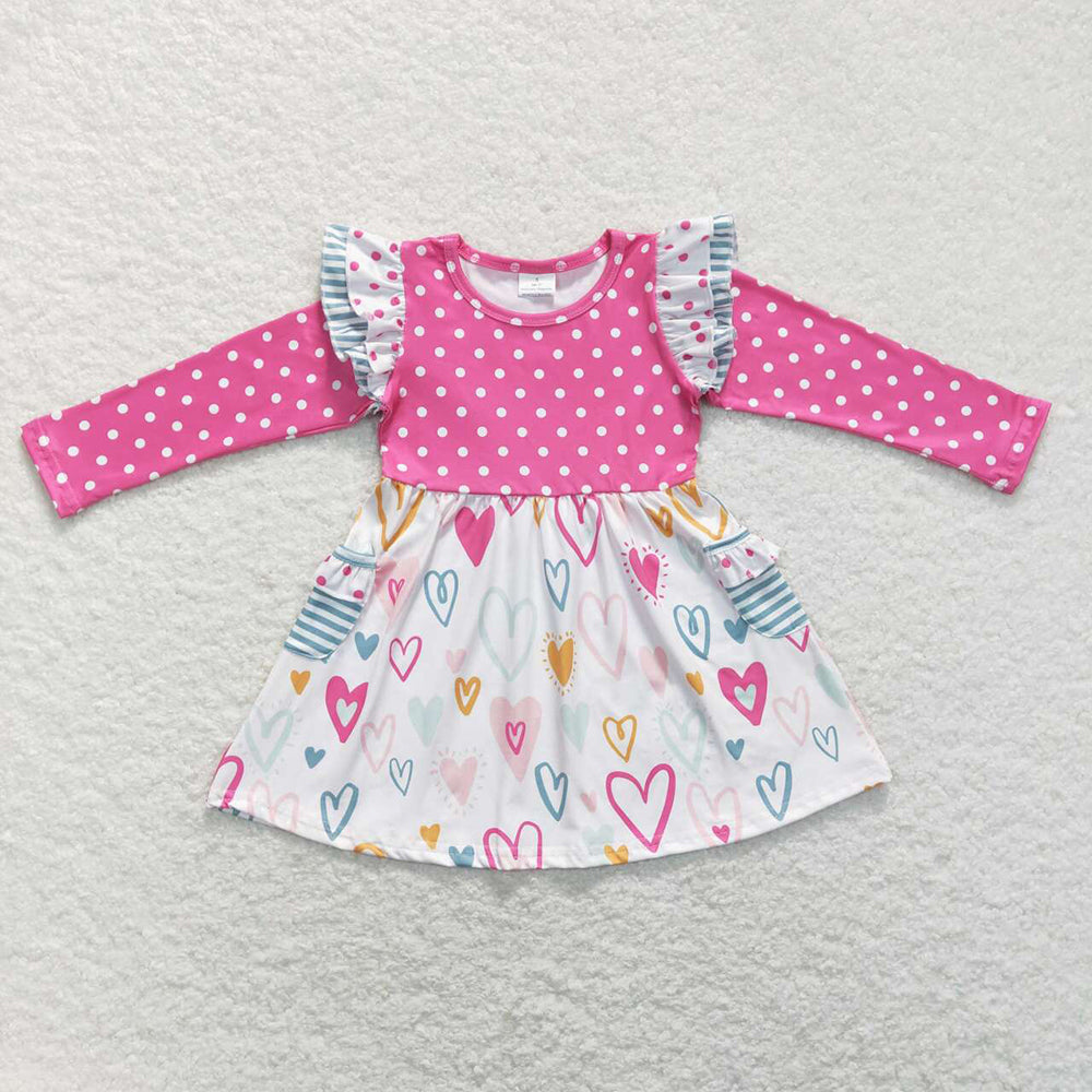 Sibling Baby Girls Valentines Pink Hearts Rompers Dresses