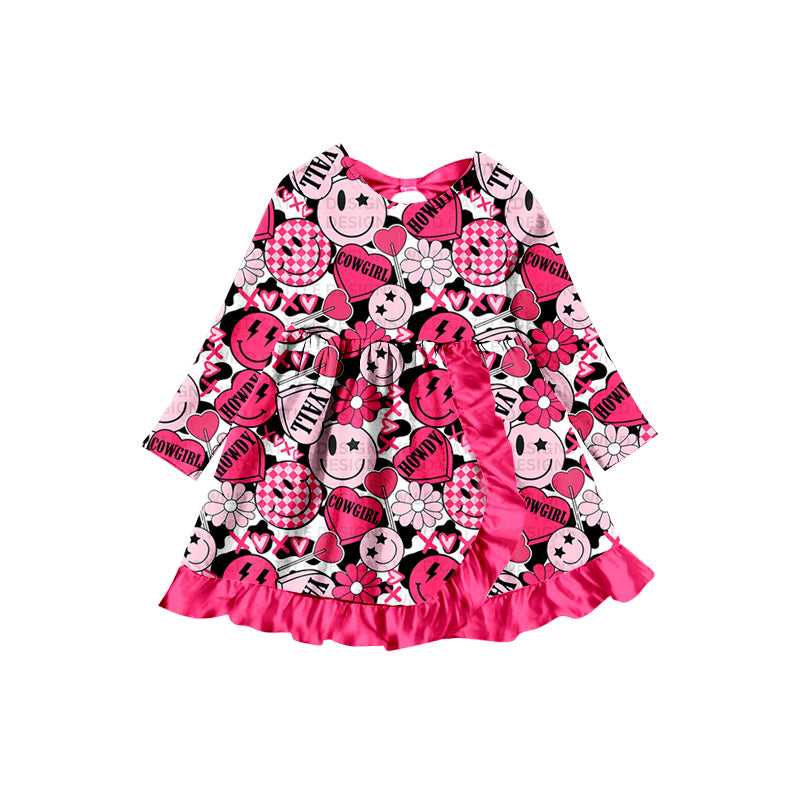 Baby Girls Pink Smile Valentines Hearts Ruffle Dresses Preorder