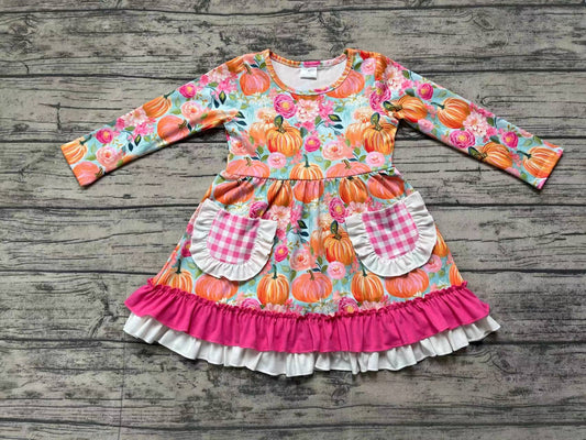 Baby Girls Pumpkin Flowers Knee Length Dresses