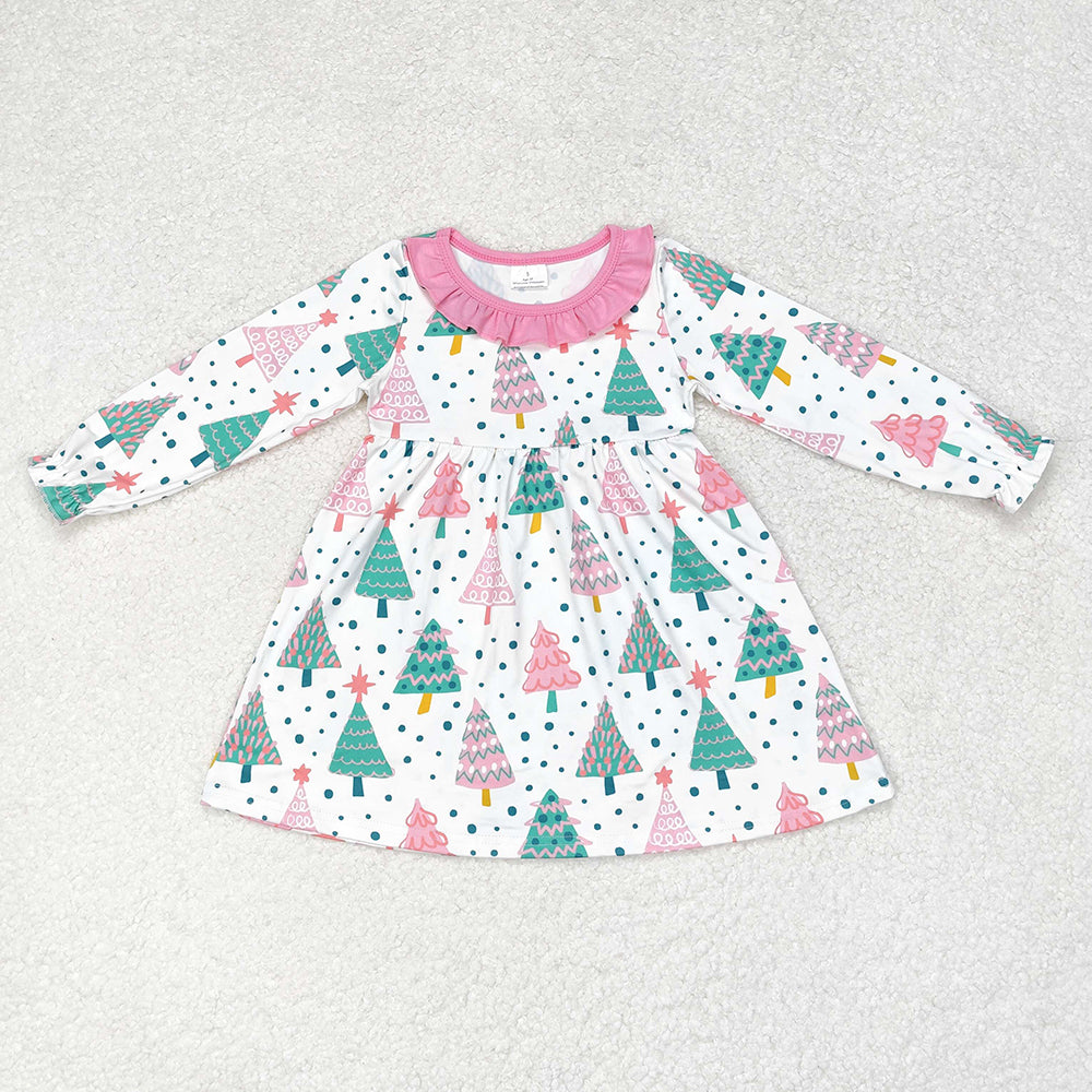 Baby Girls Christmas Colorful Trees Sibling Bummie Sets Dresses