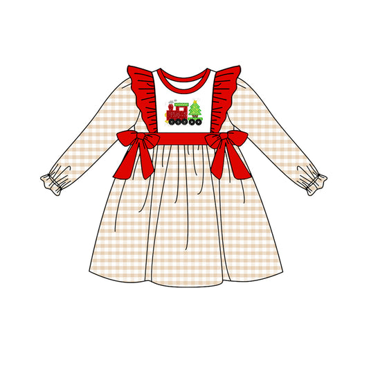 Baby Girls Christmas Tree Train Long Sleeve Knee Length Dresses Preorder