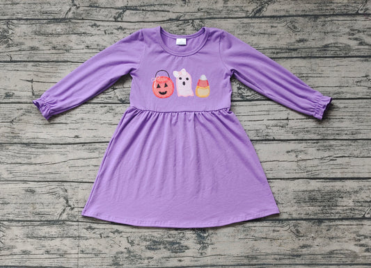 Baby Girls Lavender Ghost Halloween Knee Length Dresses Preorder