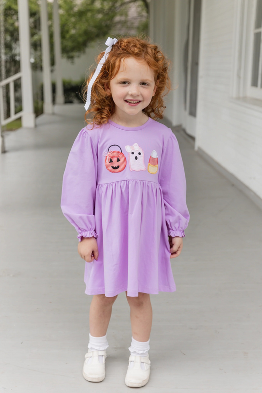 Baby Girls Lavender Ghost Halloween Knee Length Dresses Preorder