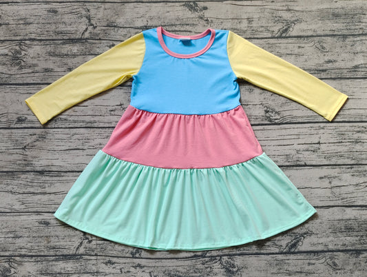 Baby Girls Long Sleeve Colorful Knee Length Dresses