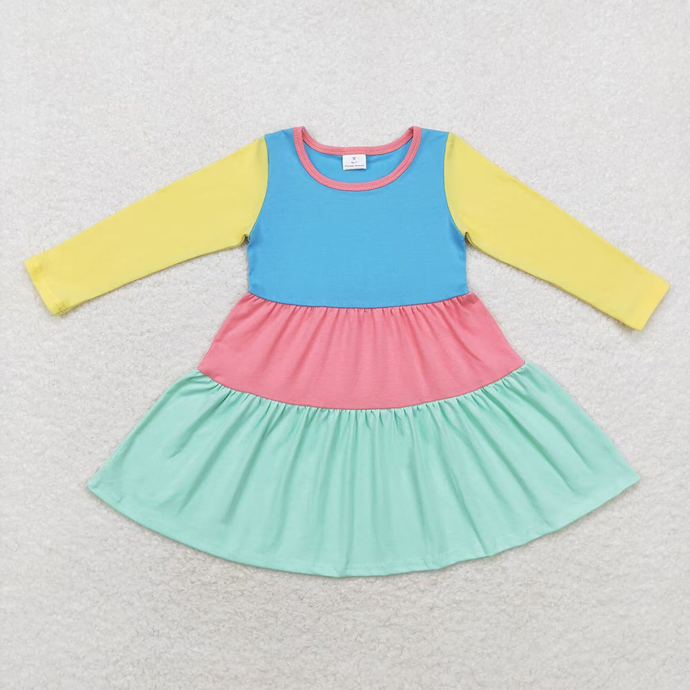 Baby Girls Long Sleeve Colorful Knee Length Dresses