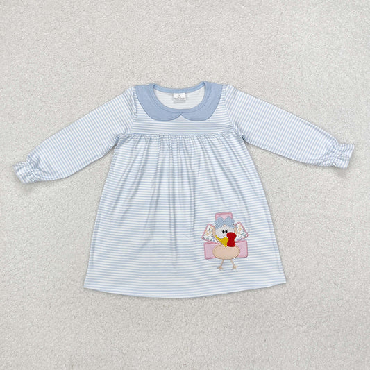 Baby Girls Blue Turkey Thanksgiving Knee Length Dresses