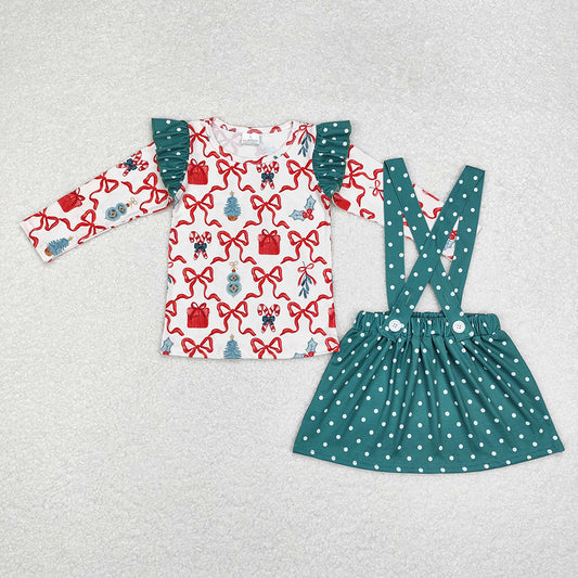 Sibling Baby Girls Christmas Bows Gifts Skirt Rompers Clothes Sets