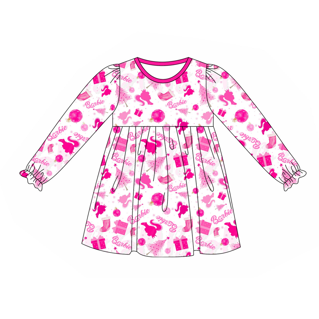 Baby Girls Pink Doll Knee Length Dresses Preorder