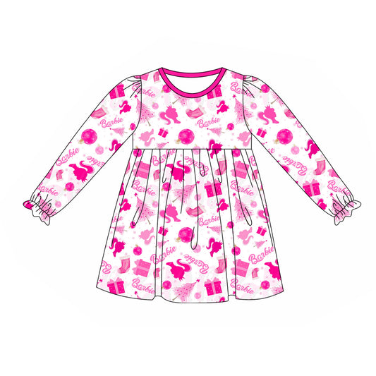 Baby Girls Pink Doll Knee Length Dresses Preorder