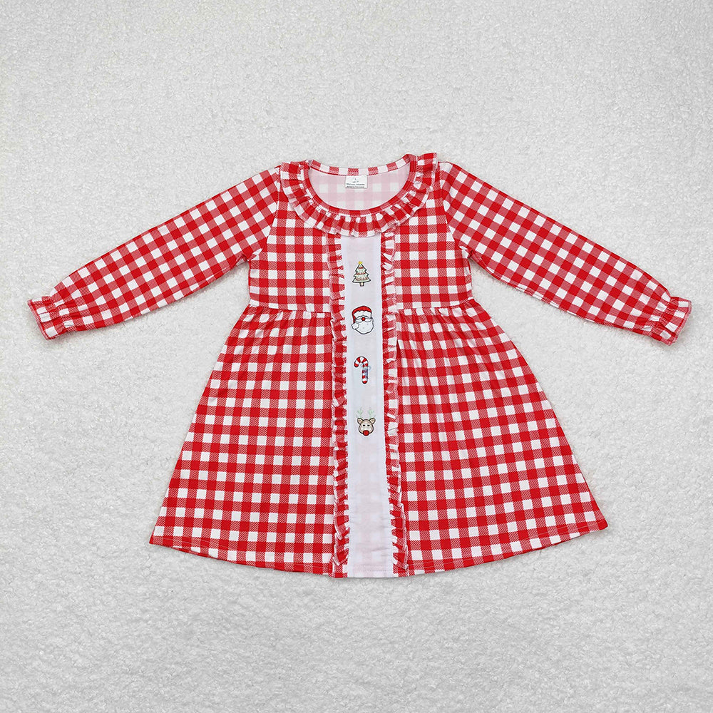 Baby Girls Checkered Santa Christmas Sibling Rompers Dresses Clothes Sets