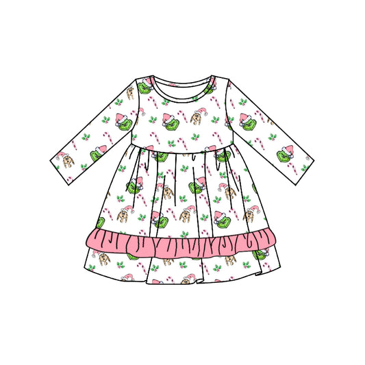 Baby Girls Christmas Green Face Knee Length Dresses Preorder