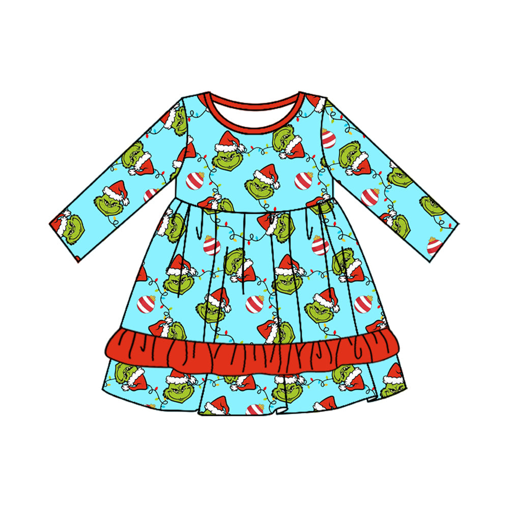 Baby Girls Christmas Green Face Knee Length Dresses Preorder