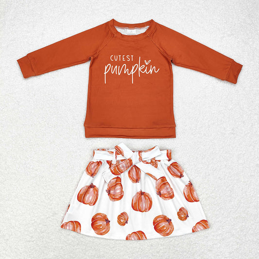 Baby Girls Cutest Pumpkin Shirt Skirts Clothes Sets