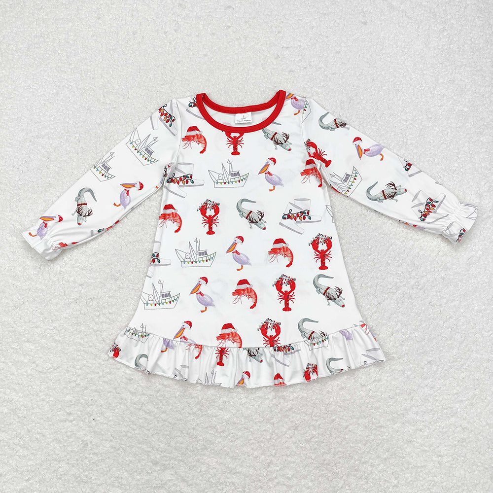 Baby Kids Christmas Crawfish Sibling Rompers Dresses Clothes Sets